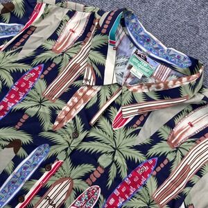 Reyn Spooner Women's L Hawaiian Surfboard Longboard Palm Tree Print‎ Camp Rayon